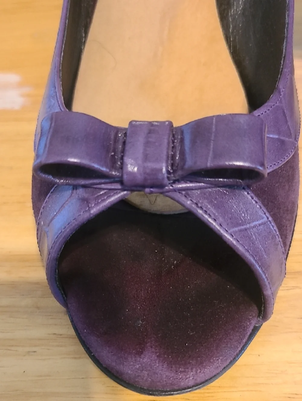 Vintage Casual Corner Women’s Purple Peep-Toe Heels with Bow